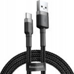 Καλώδιο Φόρτισης Baseus Cafule Braided USB-C 60W Μαύρο 1m
